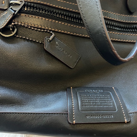 COACH -Signature Black Leather Tote Bag - Carryall - Picture 4 of 6